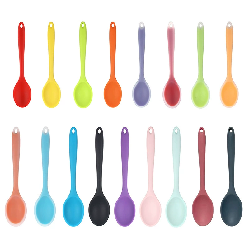 High temperature resistant silicone spoon same as insects, small spoon student spoon, baby food mixing spoon spot wholesale