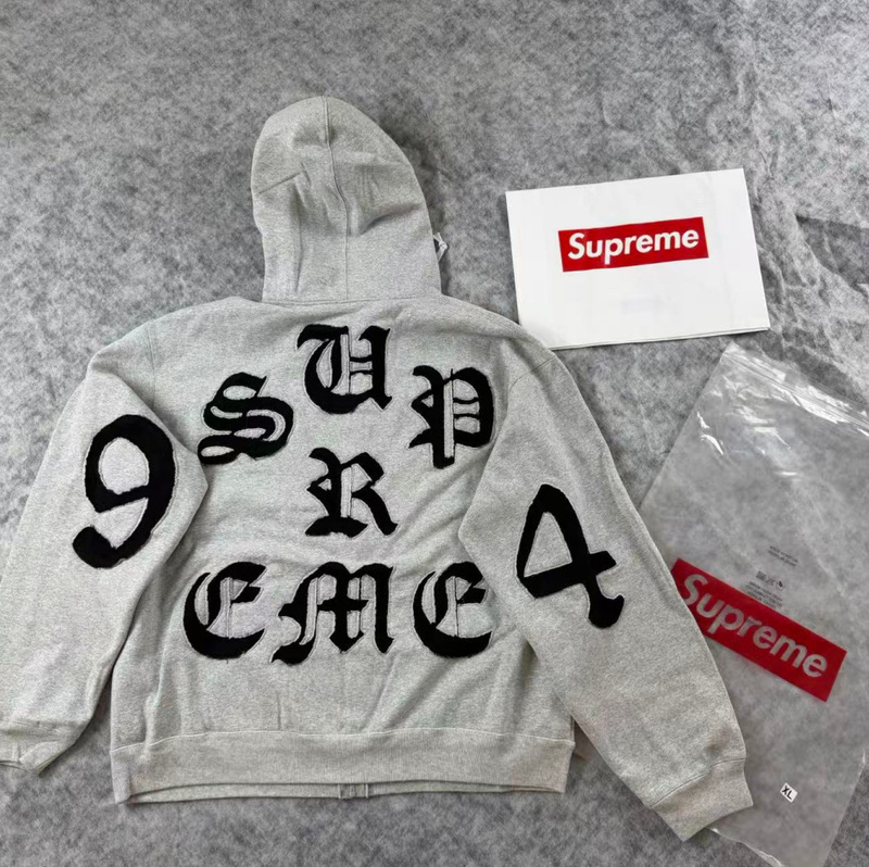 In stock SUPREME 26SS Cut Out Zip Up Hooded hollow cut letter zipper hoodie