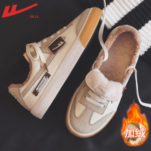 国货女鞋男鞋二棉鞋冬加绒新款秋冬季帆布鞋保暖复古学生德训鞋子
