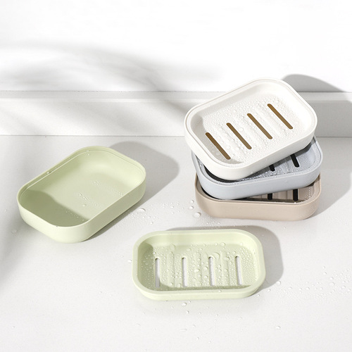 Soap Box Without Water Stagnation Double Drain Layer Household Hole-Free Soap Box Portable Travel Bathroom Storage Box