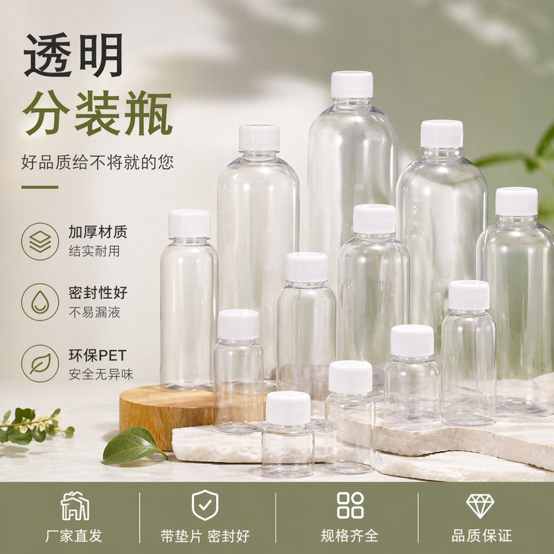 In-stock transparent plastic PET food-grade dispensing bottle 100ml thickened empty bottle sealed sample bottle