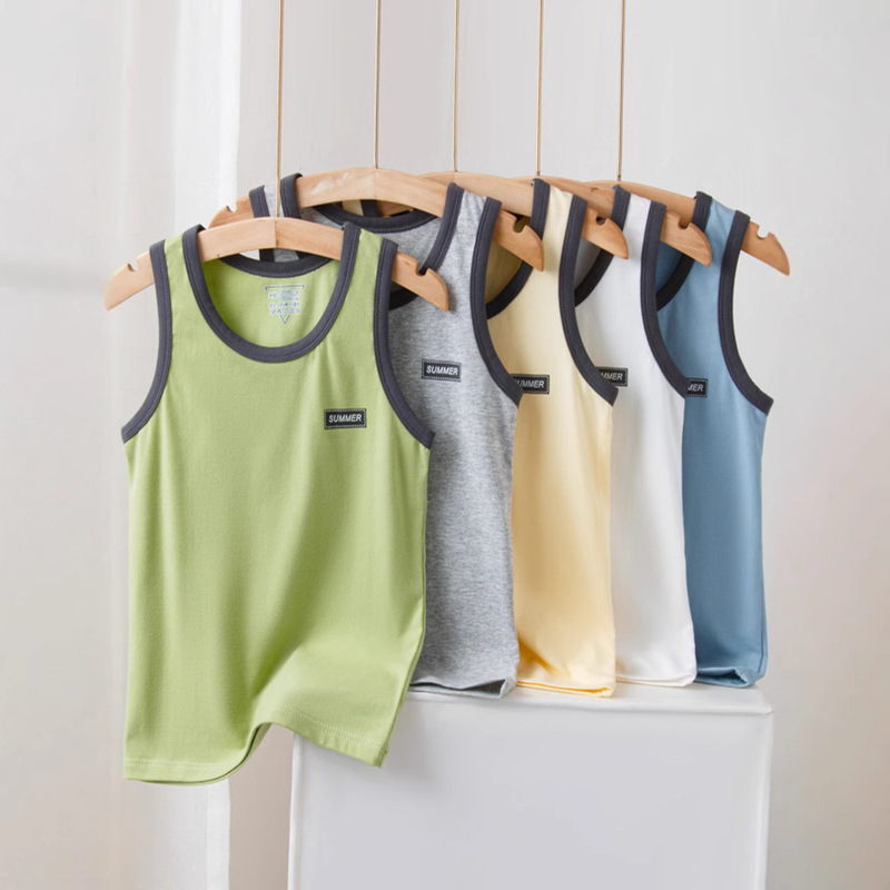 Children's Pure Cotton Summer Vest for Boys, Undershirt for Teenagers and Elementary School Students, Sleeveless Crew Neck Top Children's Pure Cotton Summer Vest for Boys, Undershirt for Teenagers and Elementary School Students, Sleeveless Crew Neck Top