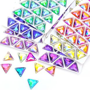 High quality imitation Austrian special-shaped flat bottom hand-stitched drill triangle glass flat buckle DIY clothing rhinestone jewelry accessories