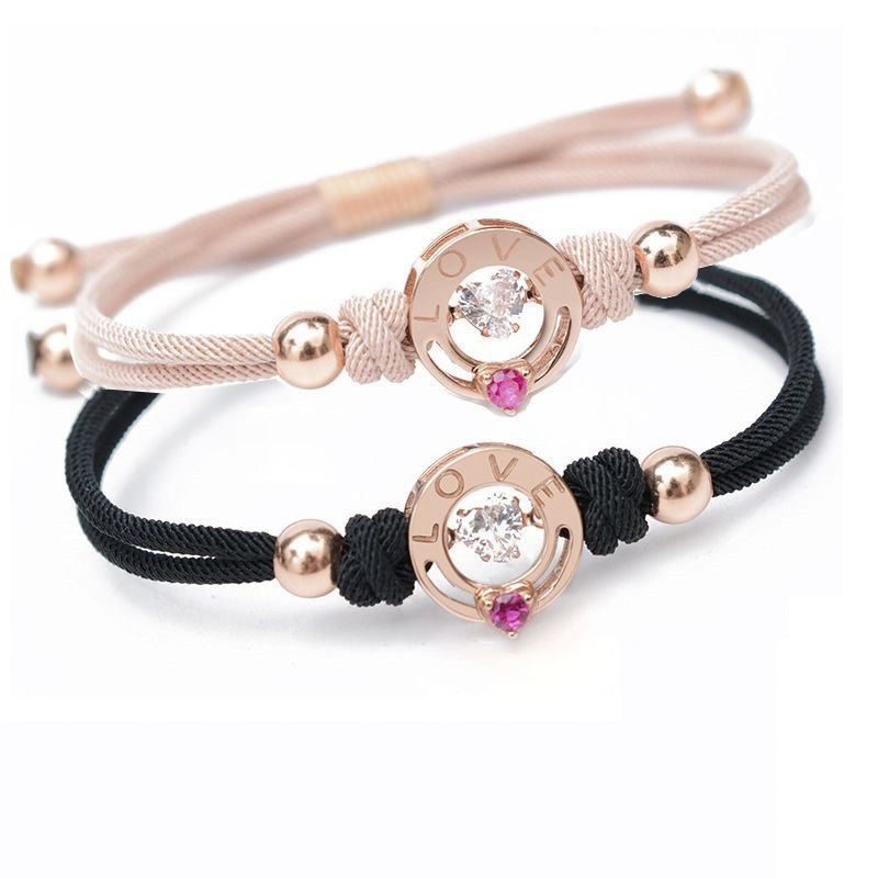 Sterling silver couple bracelet a pair of TikTok same style induction vibration woven Korean simple birthday gift for male and female students