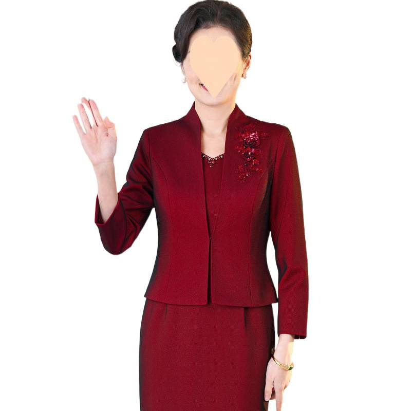 2025新款高贵婚宴喜妈妈两件套结婚连衣裙礼服套装气质大码遮肚子|undefined