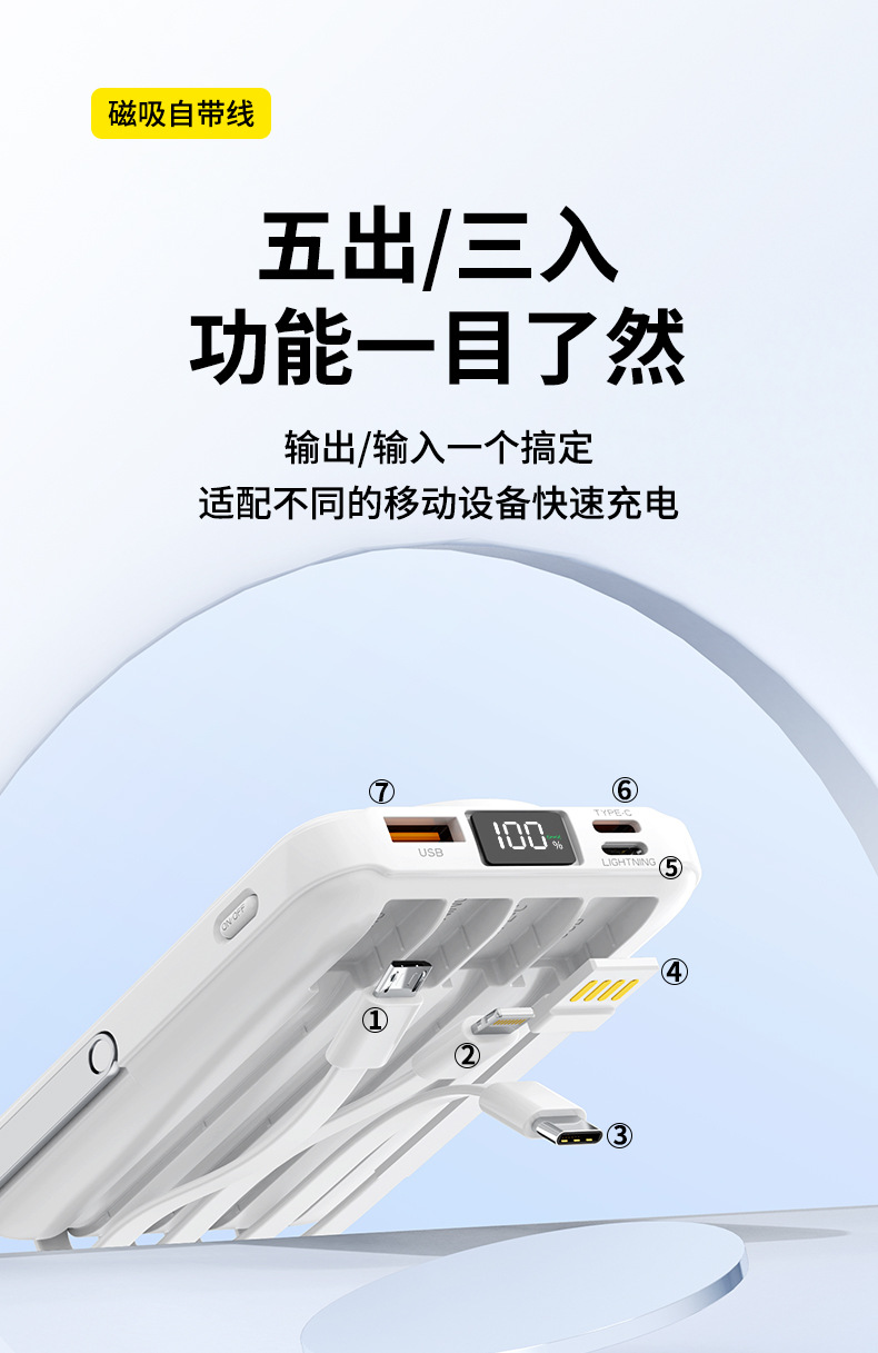 Cross-border Foreign Trade KC15W Magnetic Wireless Fast Charging Metal Stand Power Bank 10000/20000mAh Large Capacity Mobile