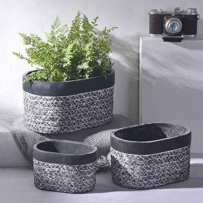 Flower pot Of large number wholesale originality Retro cement Flower pot Ellipse European style Bedroom In Scindapsus