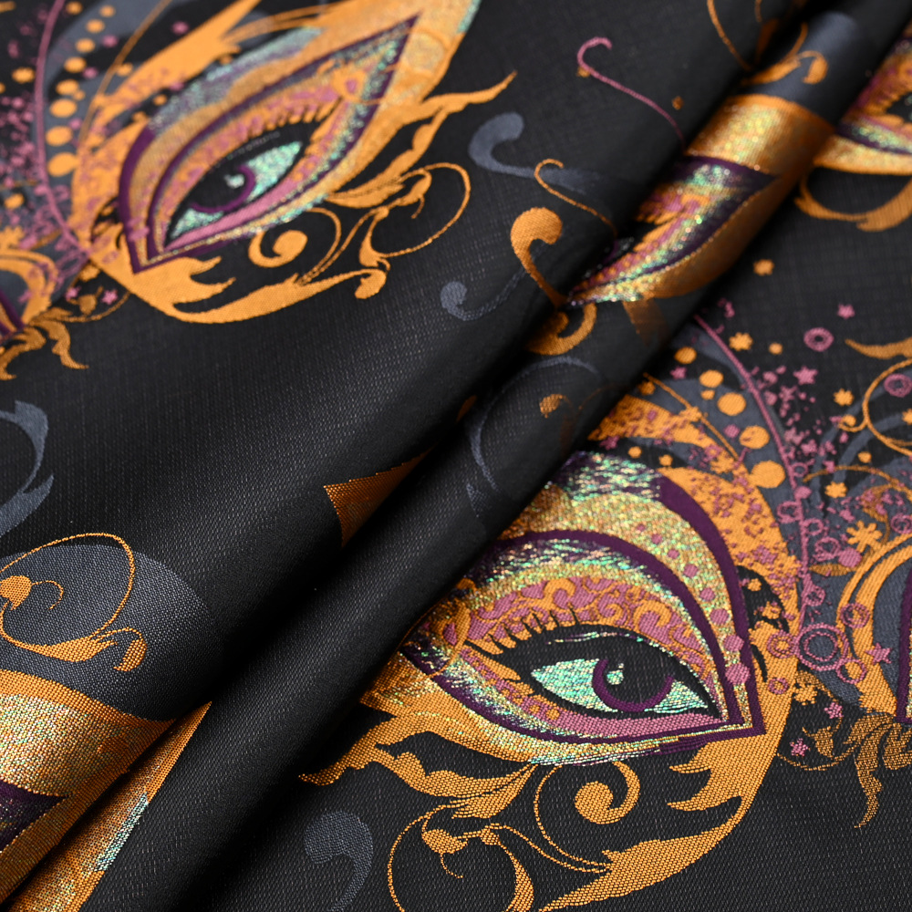 彩金丝涤丝提花面料时尚媚眼质感女装服饰面料嵊州厂家批发