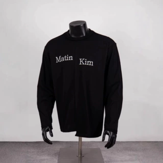 不睡美潮MatinKim字母印花不规则拼接小众宽松男女同款圆领长袖潮