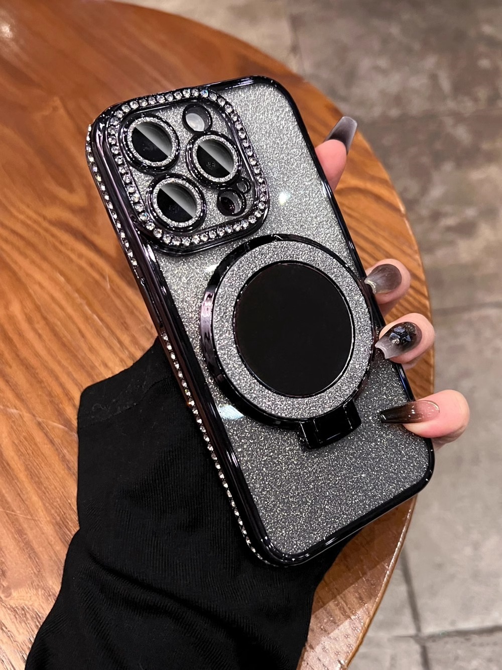 Luxury Diamond Glitter Phone Case For Iphone With Mirror Holder_voghion.com