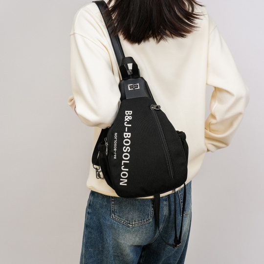 Cross-border Women's Bag Multi-function Backpack Canvas Chest Bag Shoulder Crossbody Bag Multi-compartment Casual Large Capacity Bag