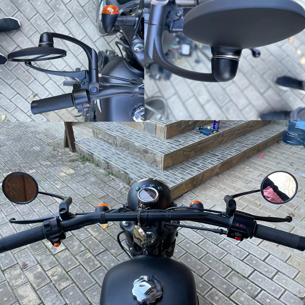 Suitable for Bobber Chopper Scooter 8/10mm Motorcycle Rotatable Rearview Mirror Retro Mirror