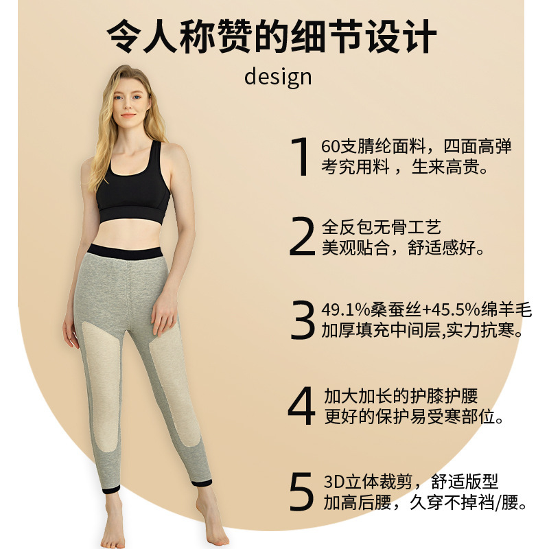 蚕丝羊毛棉裤男士加厚护膝护腰保暖裤中老年蚕丝女棉裤保暖裤批发|undefined