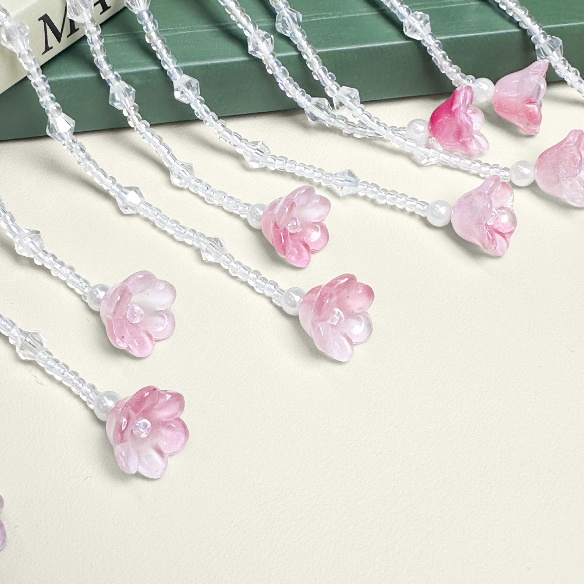 Nuevos productos rosados costurados a mano orquídeas colgante bordilla encaje correa de ropa cortina decoración de iluminación productos semiacabados