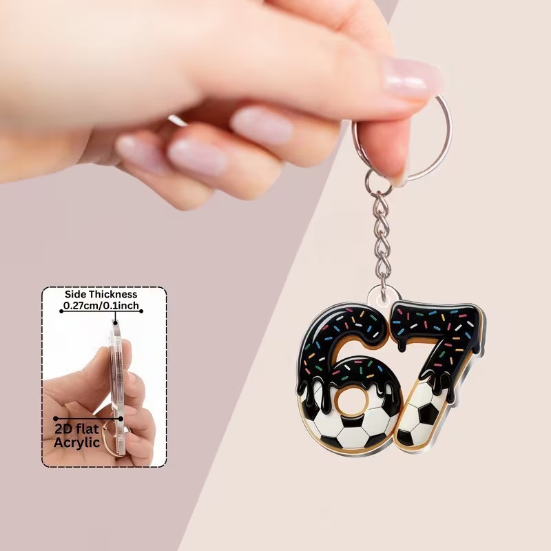 Colgante transfronterizo 2D plano creativo llavero acrílico fútbol béisbol baloncesto rugby voleibol simple 67 claves
