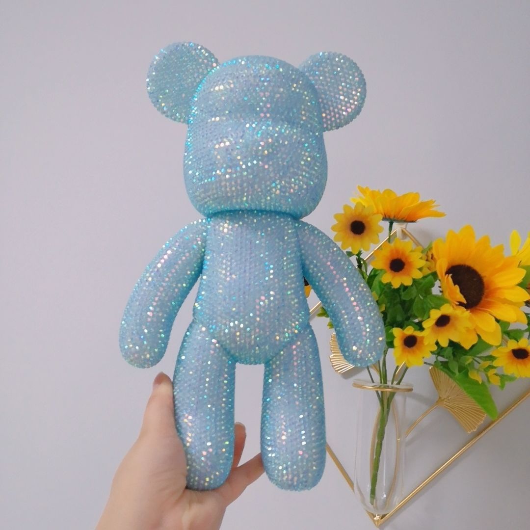 Oso embrionario blanco + diamante azul cielo de gelatina + pegamento + kit