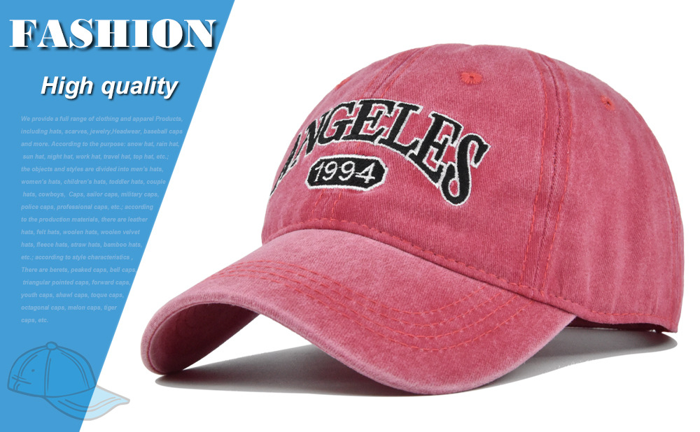 Angeles 3D Baseball Embroidered Duck Tongue Washed Old Sun Visor Hat_voghion.com