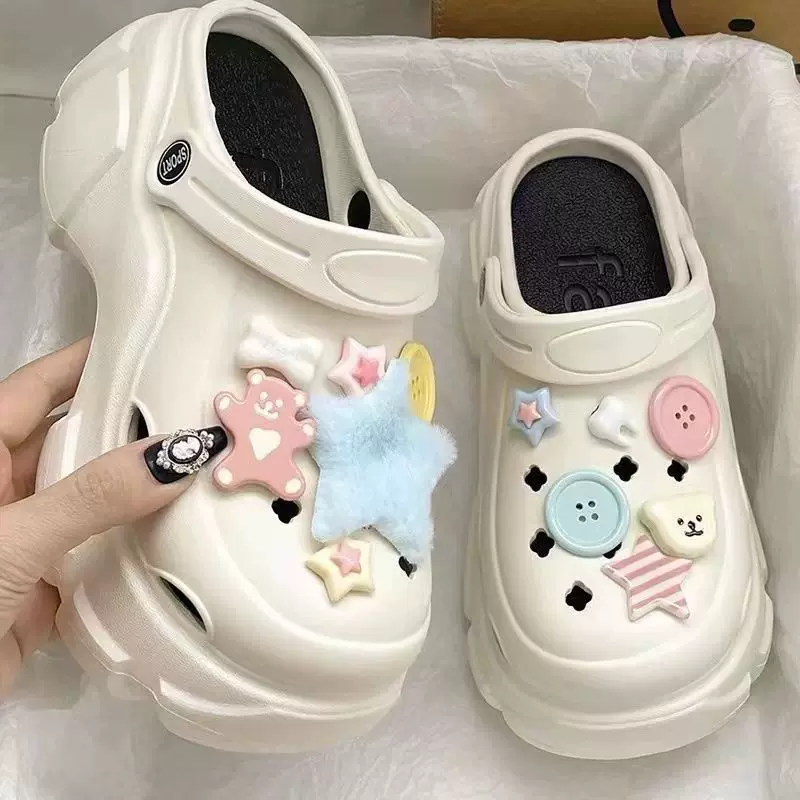 包头厚底洞洞鞋凉鞋女夏季外穿2024年新款网红超火海边坦克沙滩鞋