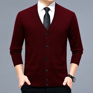 2025 New Winter Cashmere Sweater for Middle-Aged and Elderly Men, Thickened V-Neck Loose-Fitting Dad-Style Knit Cardigan Sweater