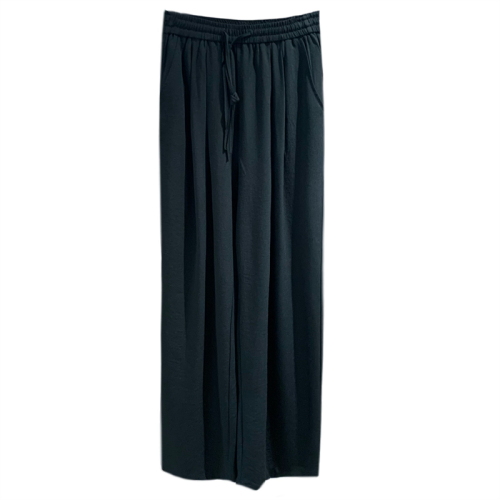 Zedejiayi: Dark-tinged Tencel Anti-Wrinkle, Loose-Fitting, Slimming High-Waist Wide-Leg Pants – Summer, High-Waist, Flowing Design, Cropped Style