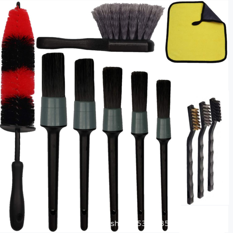 汽车美容洗车细节刷11件套洗车刷短柄轮胎刷缝隙刷清洁车用