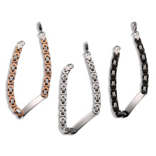 新款跨境不锈钢男士饰品扁平弯牌手链嘻哈不掉色嘻哈古巴高级感