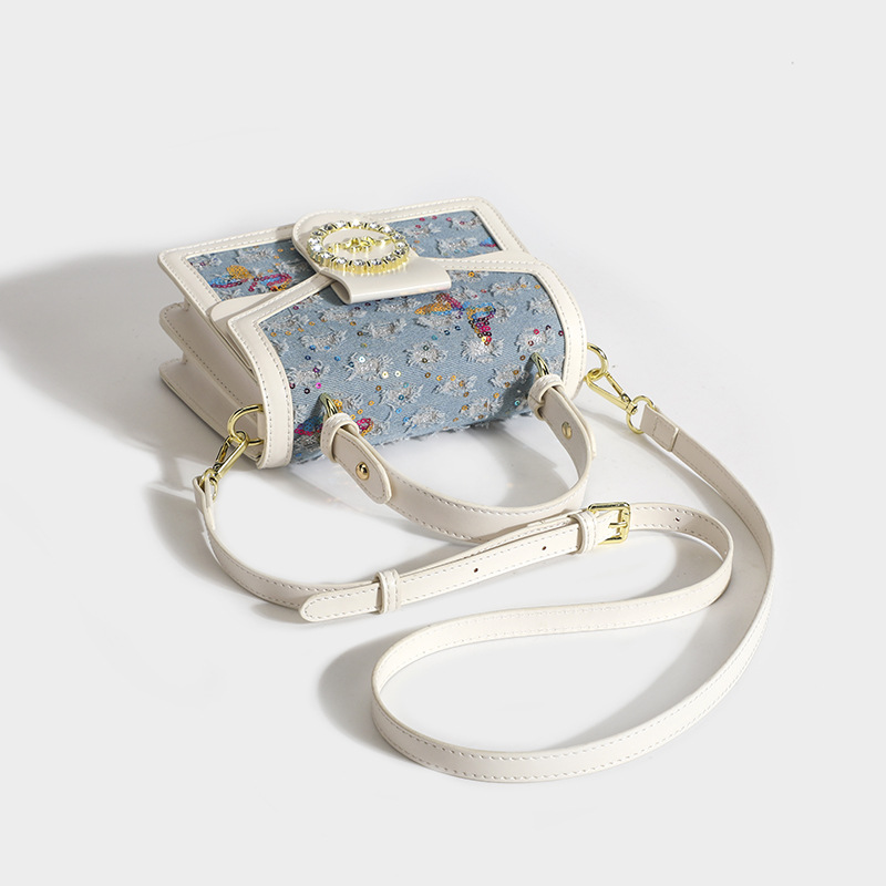 Women's Small Square Shoulder Crossbody Bag With Diamond Accents_voghion.com