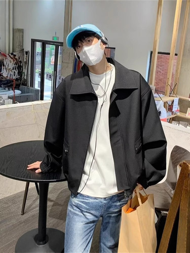 Japanese Retro Padded Jacket Men's Spring and Autumn Style Trendy Simple Casual Versatile Loose Workwear Long-Sleeve Top