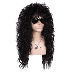 アマゾンホット欧米メンズかつらサイバーパンクロックロングカールハロウィーン仮装パーティかつら