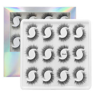 12 Pairs Natural Handmade3D False Eyelashes short Lashes
