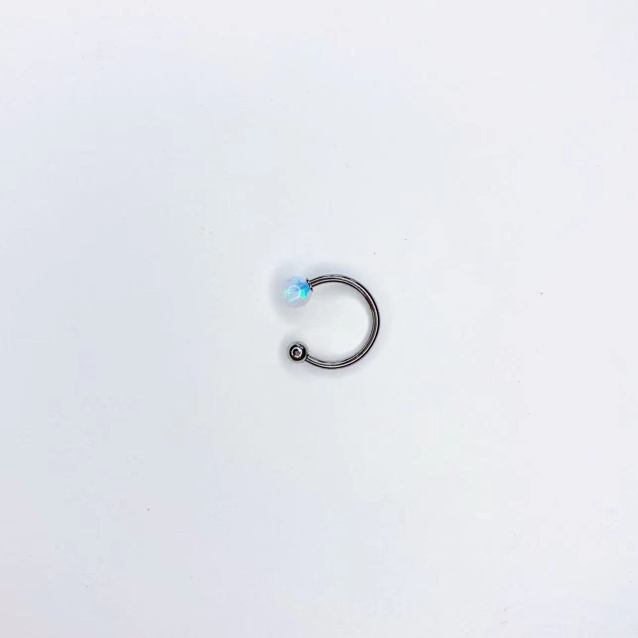 Opal Lip Ring Horseshoe Ring 316L Surgical Steel Lip Piercing Jewelry 12mm 1.2mm detail image 9