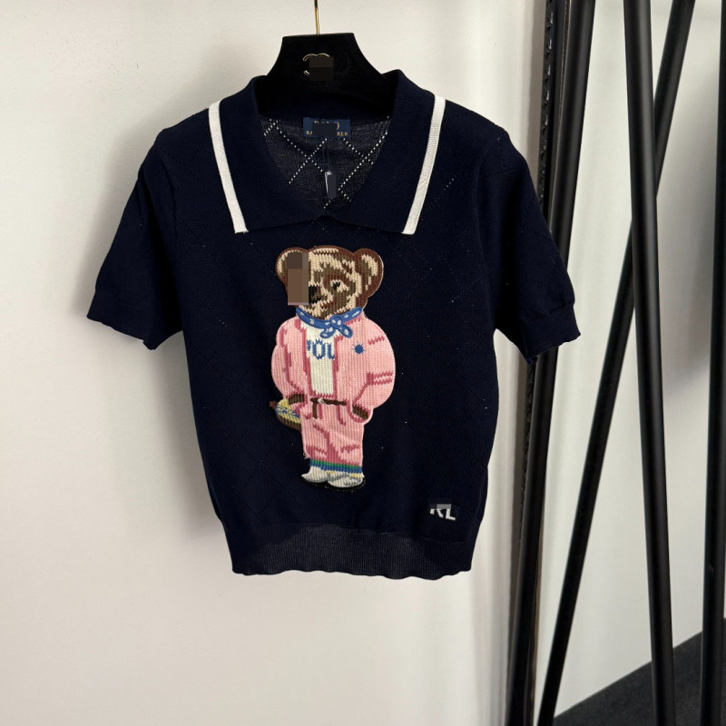 Nanyou High-Quality Early Spring New Style Diamond Pattern Bear Collar Knitted Short-Sleeve Youthful Casual Versatile Top Nanyou High-Quality Early Spring New Style Diamond Pattern Bear Collar Knitted Short-Sleeve Youthful Casual Versatile Top