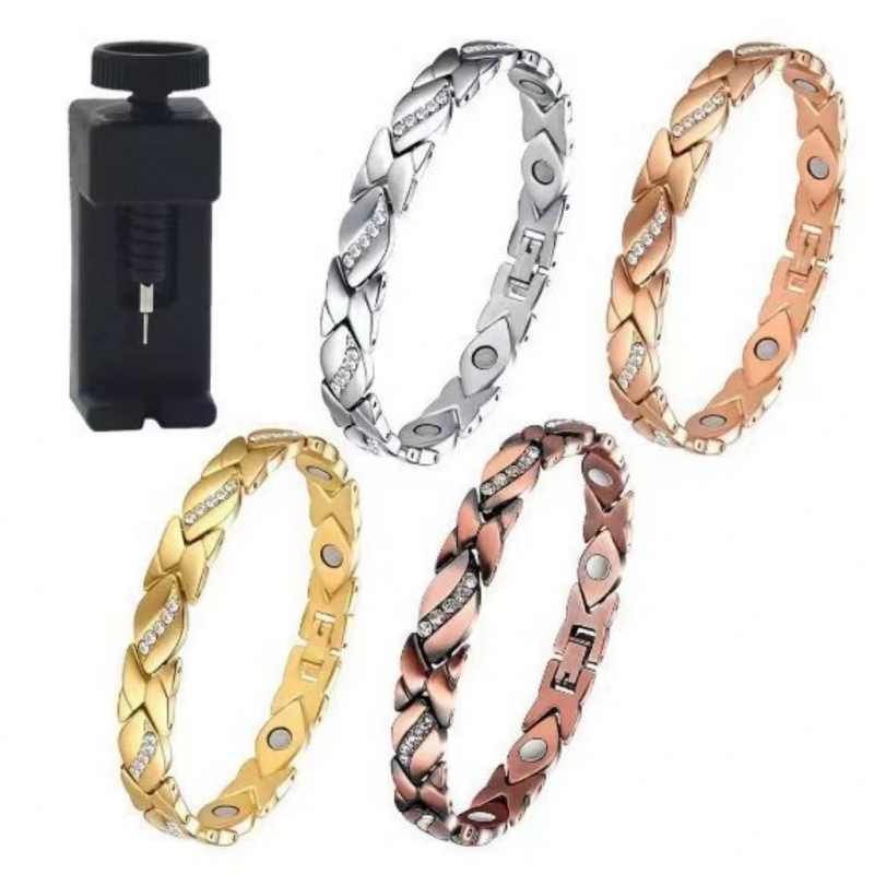 Amazon's Best-Selling Cross-Border Women's Leaf-Shaped Diamond-Encrusted Magnetic Bracelet, Leaf-Shaped Brushed Creative Magnetic Bracelet Wholesale