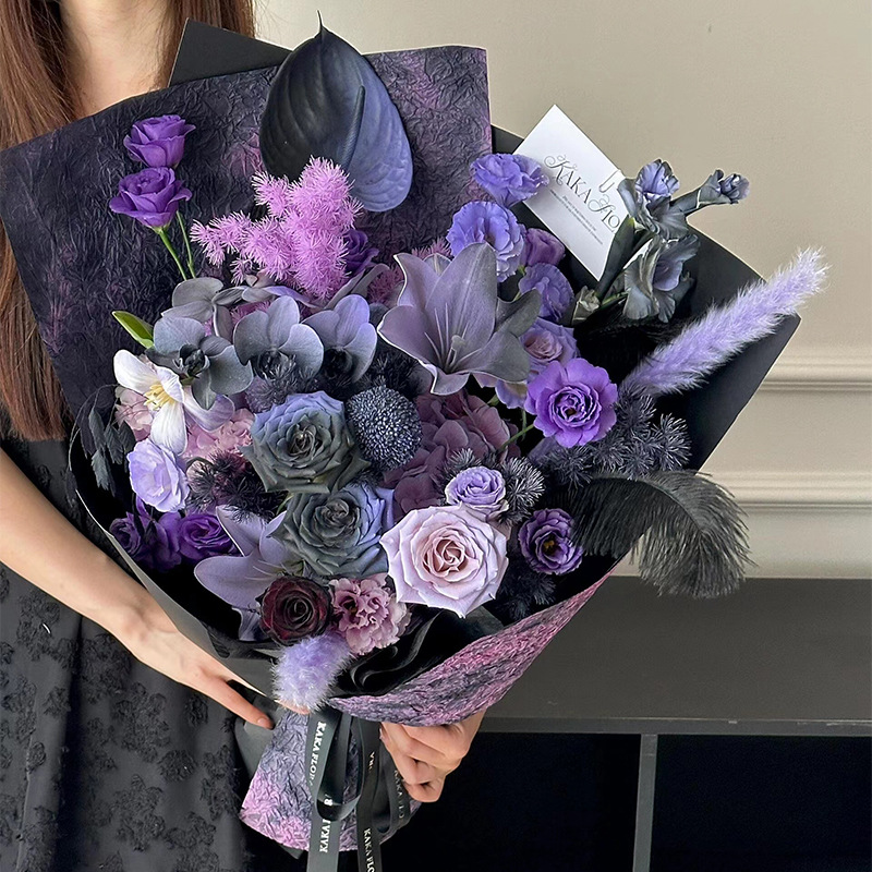 Huaxi textura tinta grafito papel de embalaje de flores espesar pliegues diy flor florista papel paquete de ramo