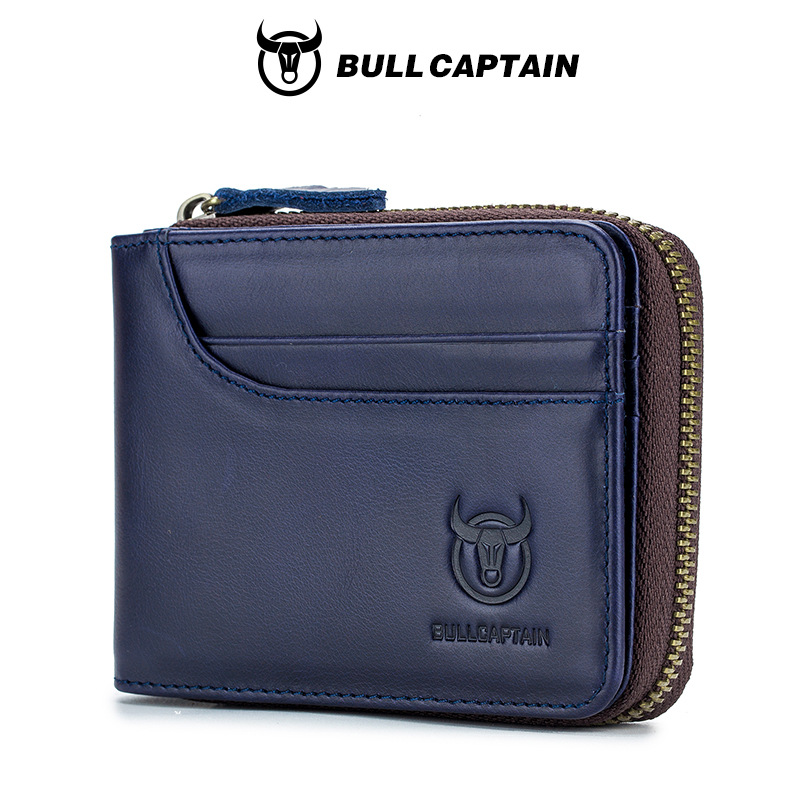 Capitán Niu cuero corto horizontal primera capa billetera de piel de vaca casual Cambio de licencia de conducir cartera ranura para tarjeta multifuncional