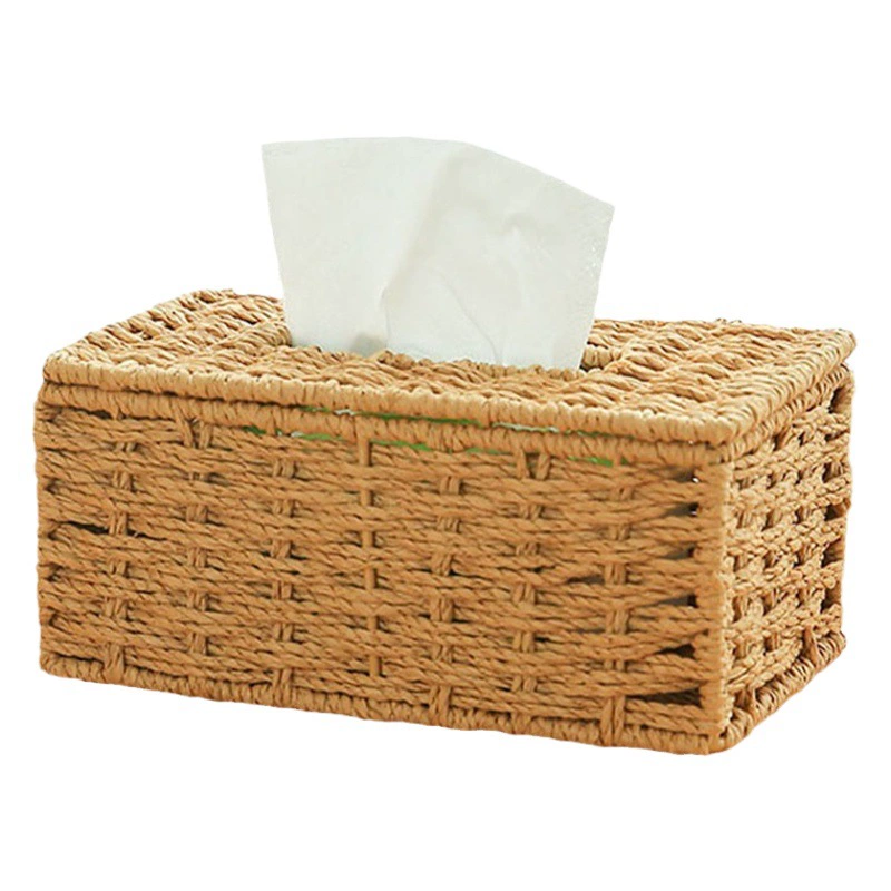 Коробка для салфеток ручной работы из искусственной ротанговой травы для дома, гостиной, автомобиля, бумажная коробка, коробка для салфеток, кофейный столик, бумажная коробка