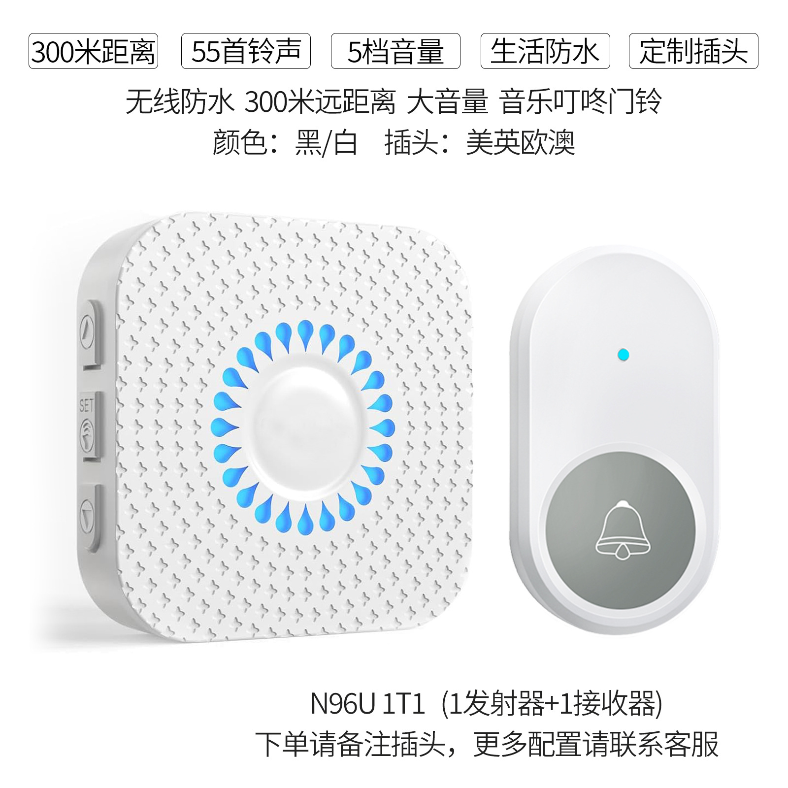 Timbre inalámbrico transfronterizo personalizado, localizador para personas mayores, dispositivo de entrenamiento para perros, alarma con sensor automático, personalización de molde gratuita.