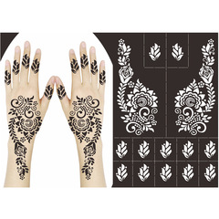 Cross-border Indian Henna Palm Tattoo Hollow Template Self-adhesive Spray Printing Double Hand Tattoo Sticker TATTOO