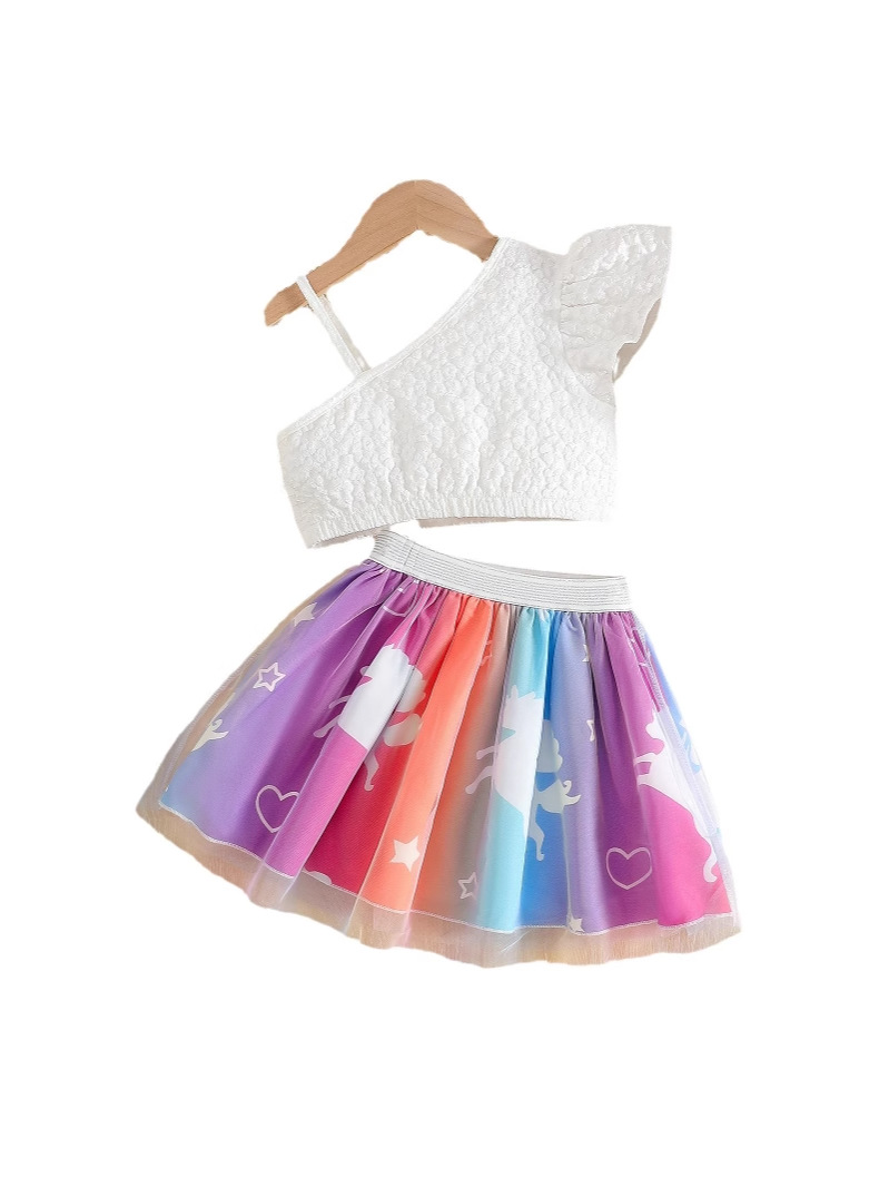Comercio exterior bebé colorido arco iris caballo malla de cuatro estaciones vestido de mitad de estilo extranjero Aisha vestido de rendimiento universal
