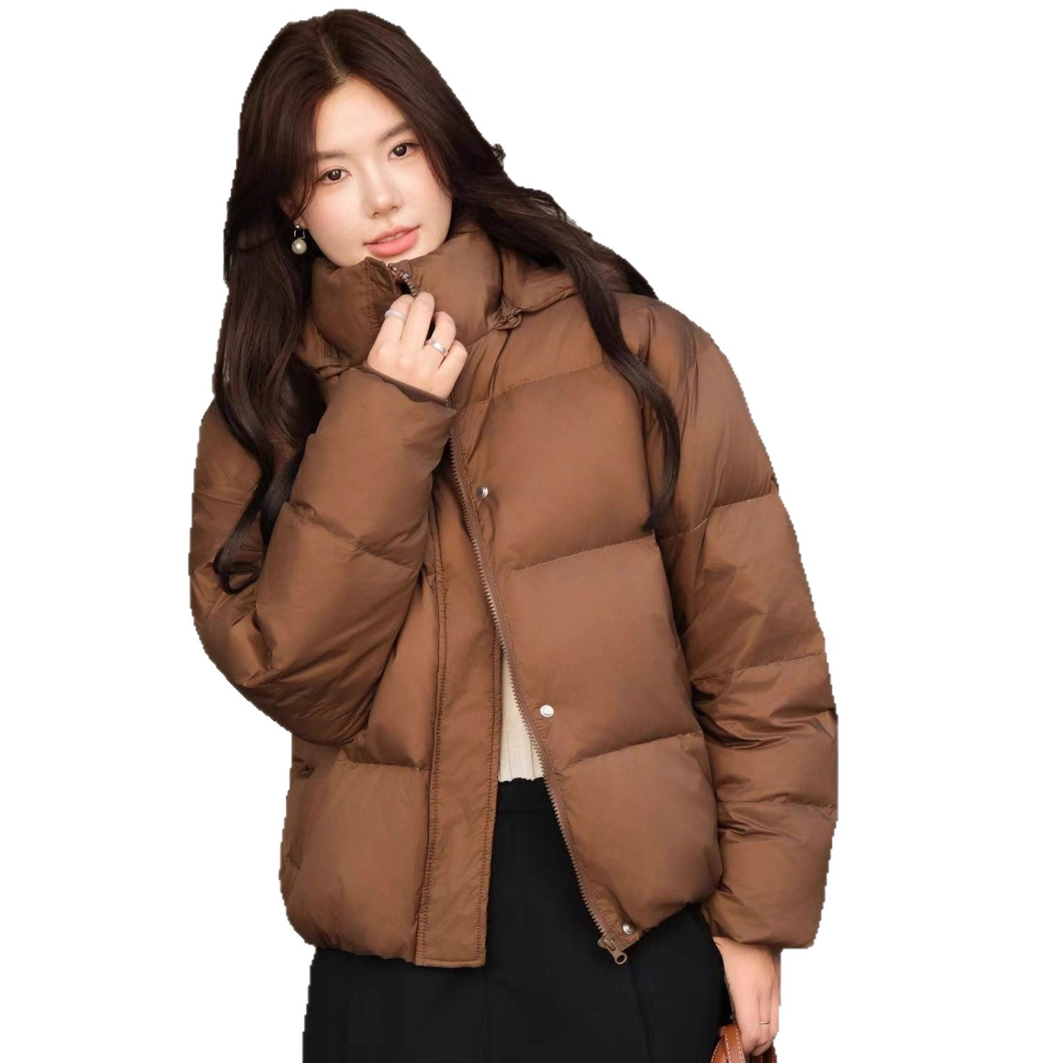 Transfronterizo TikTok ropa de mujer nueva chaqueta corta de grafeno de invierno de mujer gruesa chaqueta de pan de acero blanco