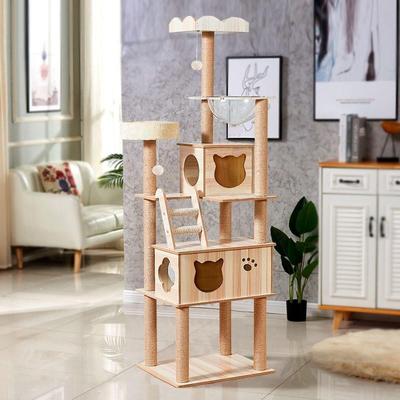 Multi-layer Cat ree House Condos Wooden Cat Tower With Sisal|ru