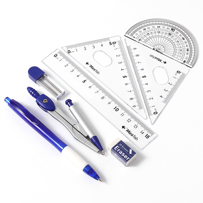 Conjunto de reglas de brújula de 8 piezas, un conjunto completo de niñas de alto valor facial y duradero, conjunto de dibujo especial para exámenes de estudiantes.