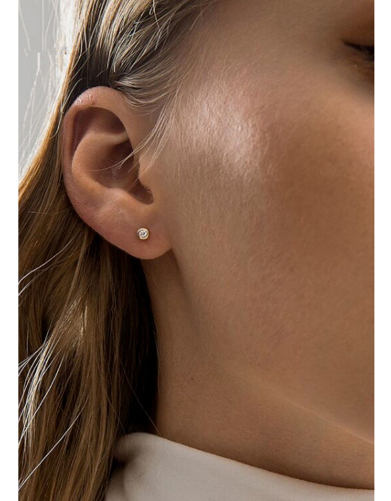925 Sterling Silver Material Round Pattern 1 Pair Rose Gold Plated White Gold Plated 925 Sterling Silver Rhinestones Round Ear Studs