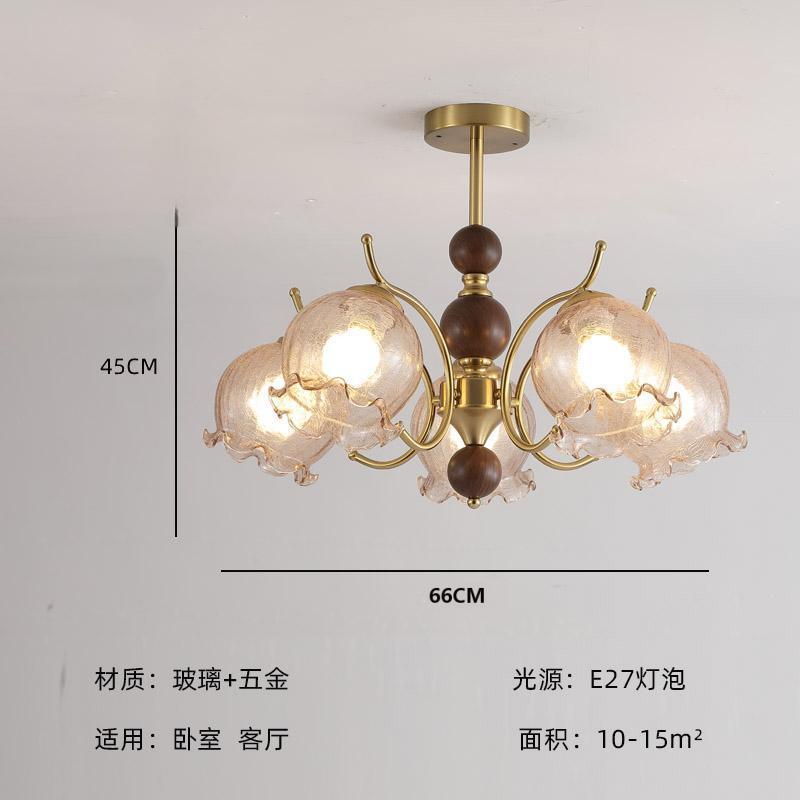 法式田园风客厅卧室主灯书房中古复古护眼灯餐厅创意花朵玻璃吊灯|undefined