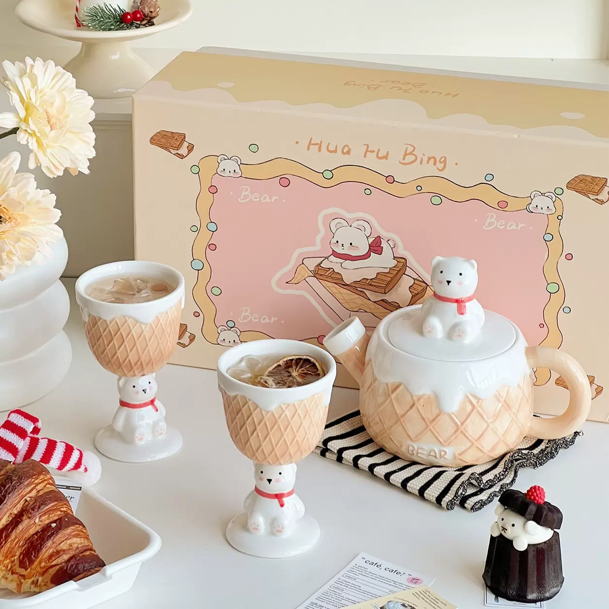 慢如旧-陶瓷茶壶套装可爱泡茶水杯壶生日圣诞送礼物家用伴手礼盒