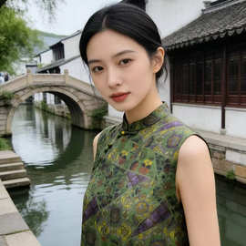2026夏季新款新中式国风桑蚕丝香云纱无袖背心国风非遗桑蚕丝衬衫
