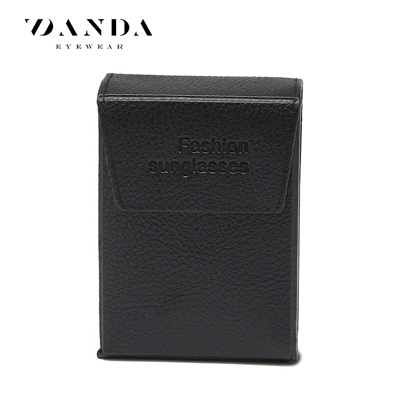 Nueva caja de almacenamiento de gafas plegables caja de cuero cuadrado negro portátil de fábrica directa TR7501 gafas caso