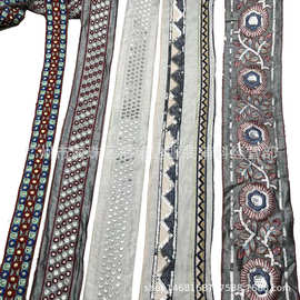现货供应珠片刺绣条码花边 民族风服饰辅料 中国风提花织带 批发