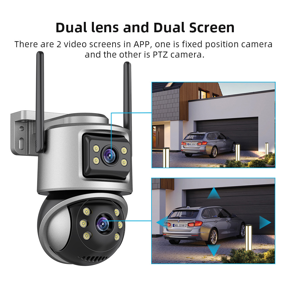 WIFI dual-lens dual-screen surveillance camera icsee gun and ball integrated high-definition outdoor surveillance Dual lens details Picture