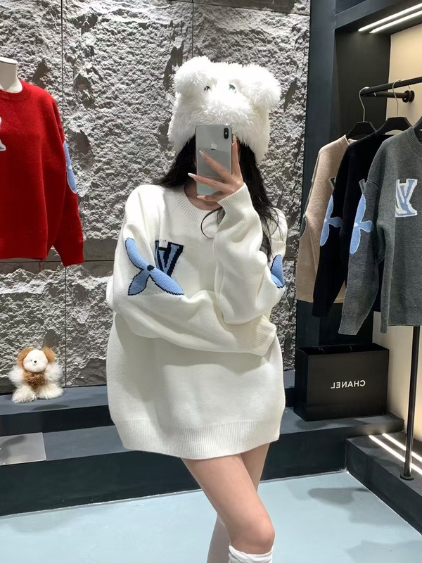 南油原版驴L家毛衣圆领秋冬男女新款提花套头慵懒风针织衫长|undefined